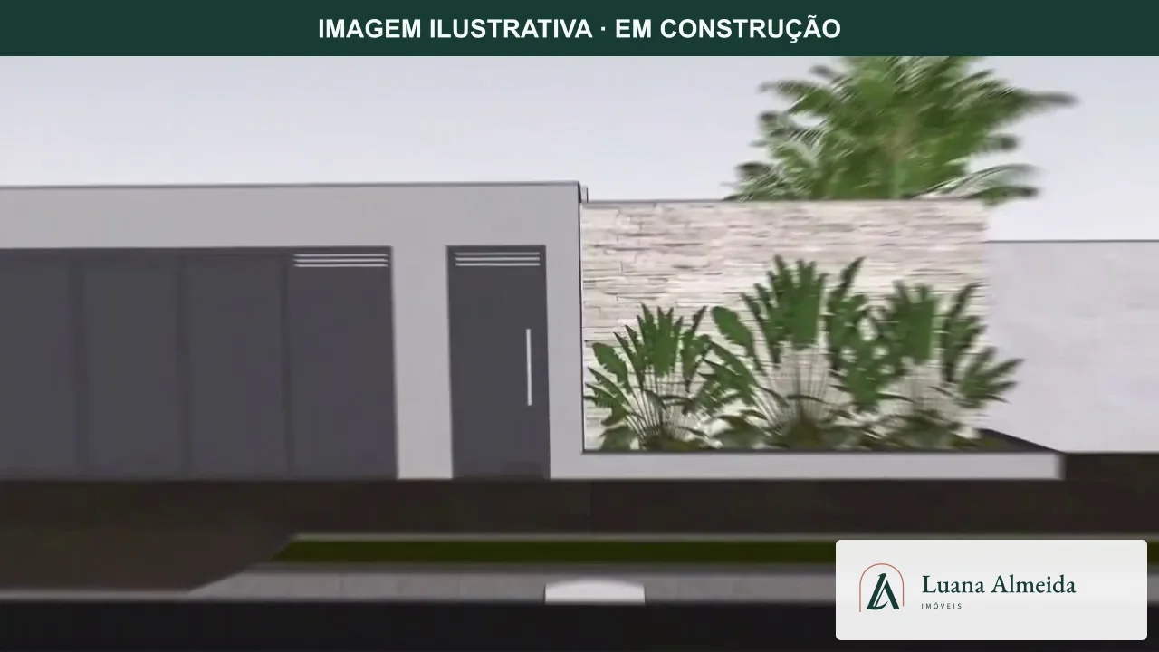 Imagem ilustrativa 3D da fachada do projeto da casa no Jardim Sul; imóvel em fase de construção.